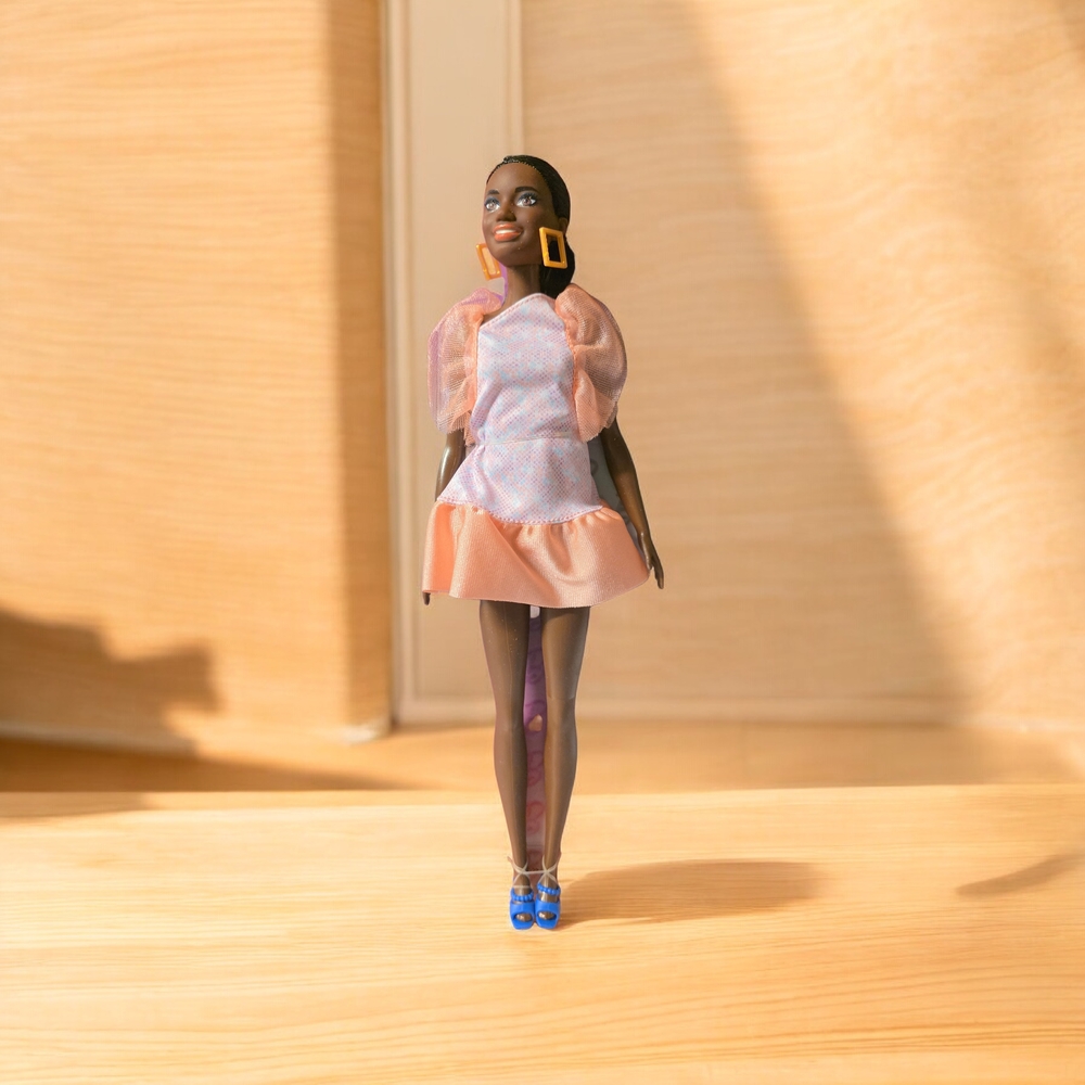 Mattel Doll with Pink Dress and Blue Shoes